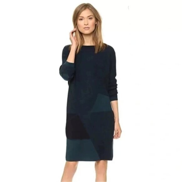 VINCE Cashmere Wool Colorblock Knit Dress Womens Size XS Oversized Luxe Capsule - Picture 1 of 9
